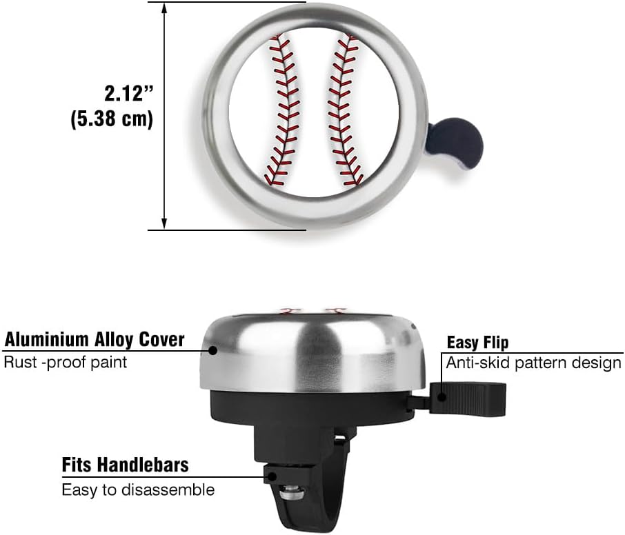 WIRESTER Silver Aluminum Round Bike Bell, Classic Ring Bicycle Bell, Bike Accessories Bell Ring for Adults Kids Girls Boys