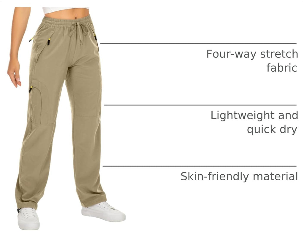 Toomett Women‘s Hiking Cargo Pants UPF 50 Quick Dry with Zipper Pockets