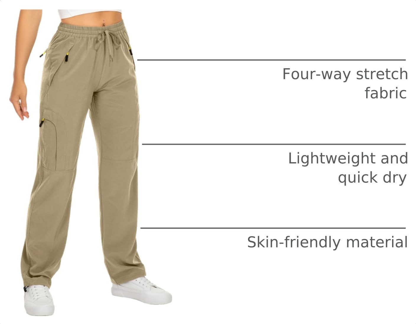 Toomett Women‘s Hiking Cargo Pants UPF 50 Quick Dry with Zipper Pockets