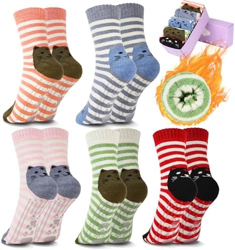 SISOSOCK Non Slip Slipper Socks with Grips for Women Cabin Crew House Socks