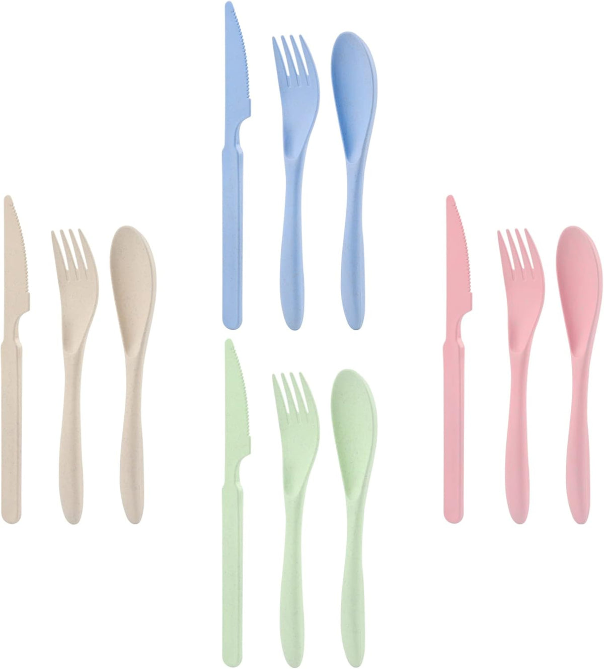 Zoyiancy 8 Sets Wheat Straw Cutlery Set, Reusable Flatware Utensils Set