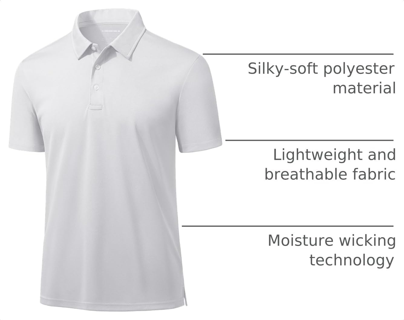 MAGCOMSEN Men's Polo Shirts 3 Buttons Casual Work T Shirts Quick Dry Short Sleeve Golf Shirt Pique Jersey Outdoor Performance