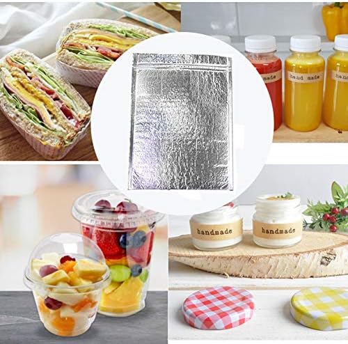 IInsulated Easy Zip Lock Resealable Aluminum Bag with ice pack Lunch Bag Sandwich Bag Hot & Cold Pouch Reusable Thermal Picnic Bag (6 x 10 Inch), SMALL, Sliver