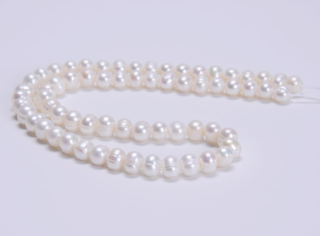 AD Beads Natural Freshwater White Pearl Round Beads 15" 4mm 6mm 8mm 9mm 10mm 11mm 12mm (7-8mm)