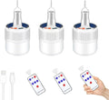 3 PCS Camping Lantern Hanging Light 4000 Rechargeable Tent Lamp with Remote Control LED USB Portable Outdoor Waterproof Emergency Power Outage Hurricane (3pack Bulb with Remote Control)