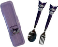 Stainless Steel Cutlery Tableware Flatware Silverware 3 Piece Set Portable Reusable Travel Cute Kawaii Anime Cartoon Dog Bunny for Boys and Girls (Purpleromi)