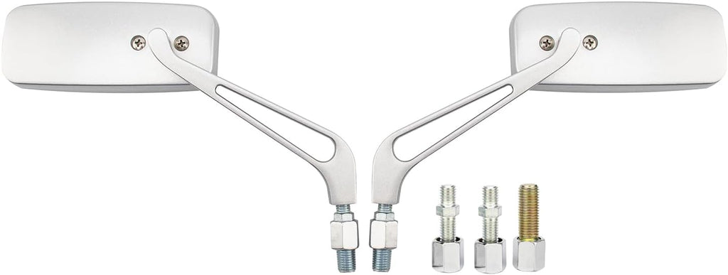 Motorcycle 8mm 10mm Rectangle Rear View Side Mirrors Chrome for Cruiser Chopper Honda Yamaha Suzuki