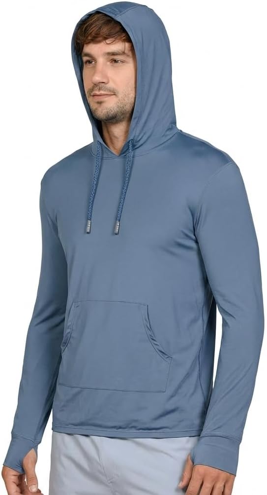 INGEAR Sun Shirts for Men - Lightweight SPF 50+ UV Protection Hoodie with Pocket for Fishing, Running, Hiking, Swim Rashguard Marina Blue