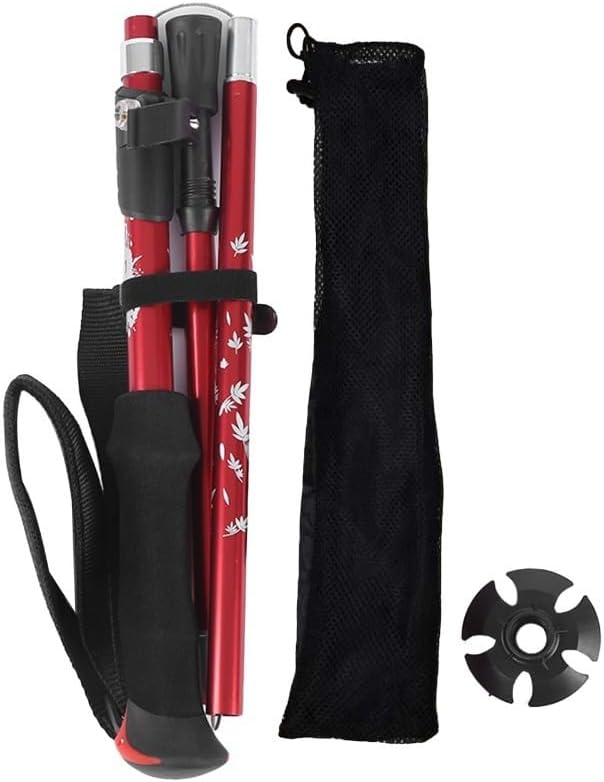 5-Section Collapsible Trekking Pole - Adjustable Aluminum Alloy Walking Stick for Climbing, Camping and Hiking, 110cm Folding Design with Anti-Shock and Non-Slip Grip