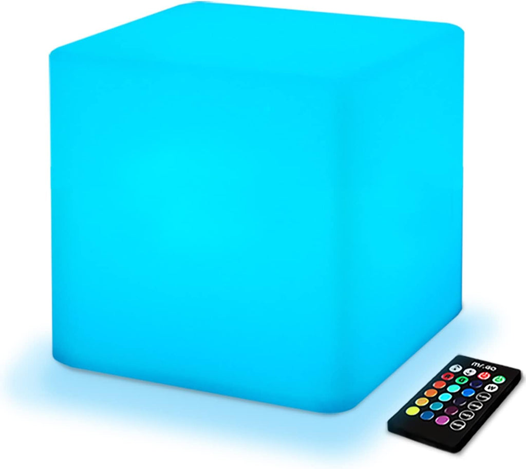 Mr.Go 10-inch Rechargeable LED Cube Light w/Remote, 16 RGB Colors 4 Modes