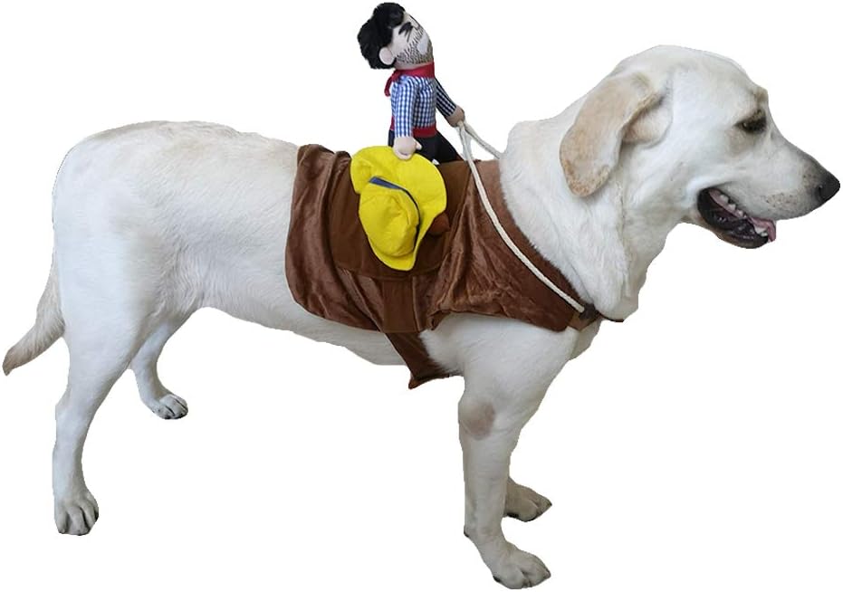 SEIS Halloween Pet Riding Costume,Cowboy Dog Clothes,Funny Cat Apparel, XXL