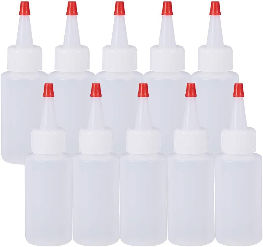 BENECREAT 20 Pack 2oz Plastic Squeeze Dispensing Bottles with Red Tip Caps - Good For Crafts, Art, Glue, Multi Purpose