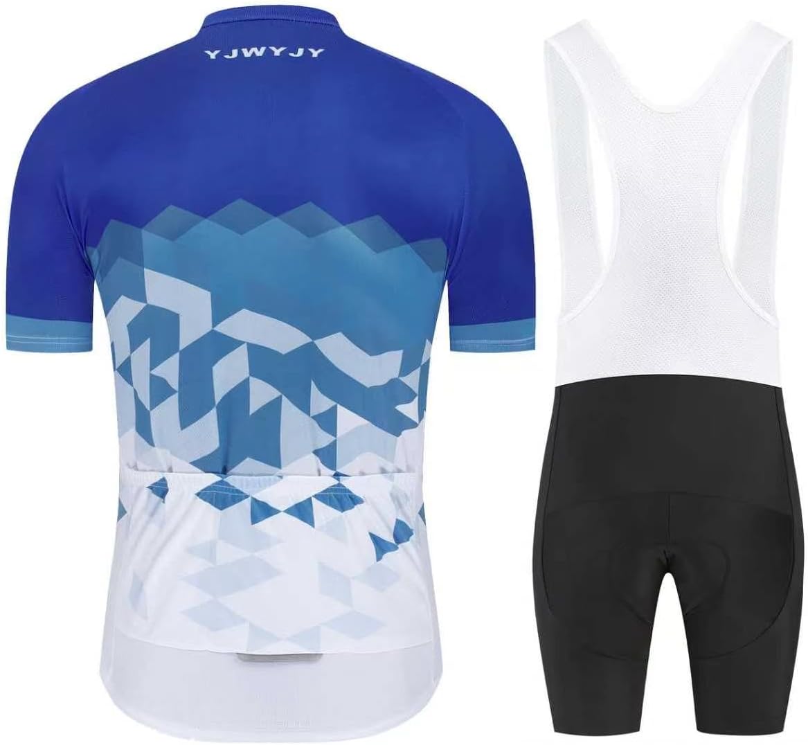 Men's Cycling Jersey Sets Road Bike Jersey Zipper Pockets with 20D Gel Pad MTB Shorts Biking Jersey Clothing Set