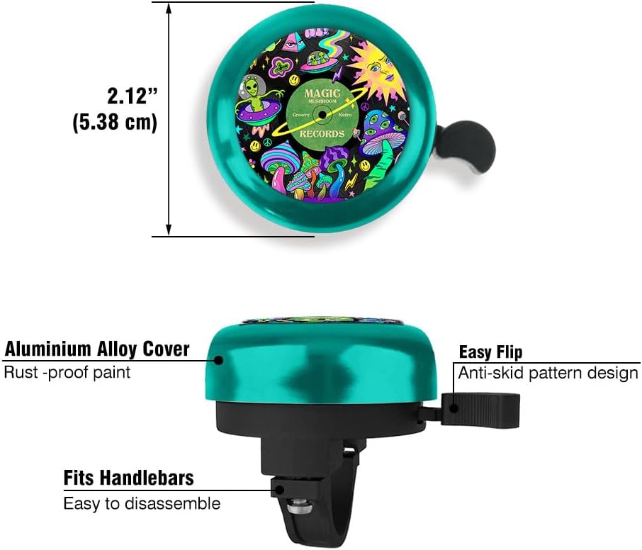 WIRESTER Green Aluminum Round Bike Bell, Classic Ring Bicycle Bell, Bike Accessories Bell Ring for Adults Kids Girls Boys