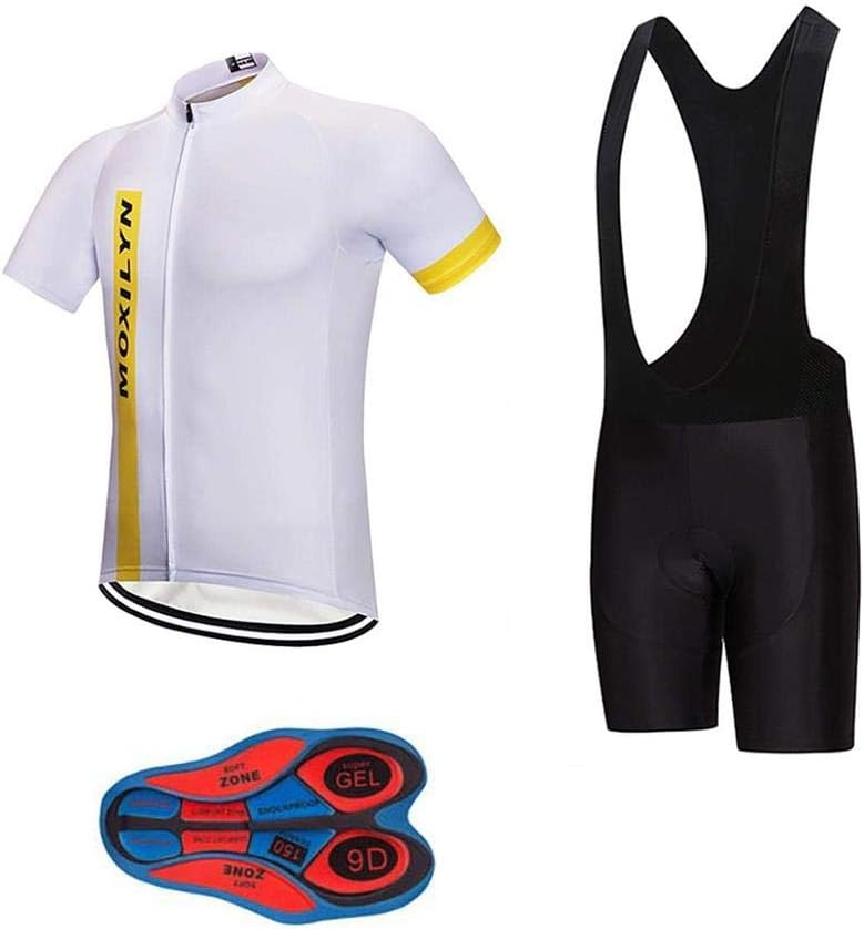 Men's Quick-Dry Cycling Jersey Set Road Bike Bicycle Shirt + Bib Shorts with 9D Gel Pad MTB Riding Clothing Kit