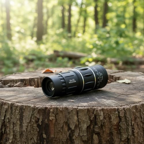 16x52 Monocular Telescope, Portable HD for Outdoor Bird Watching Black