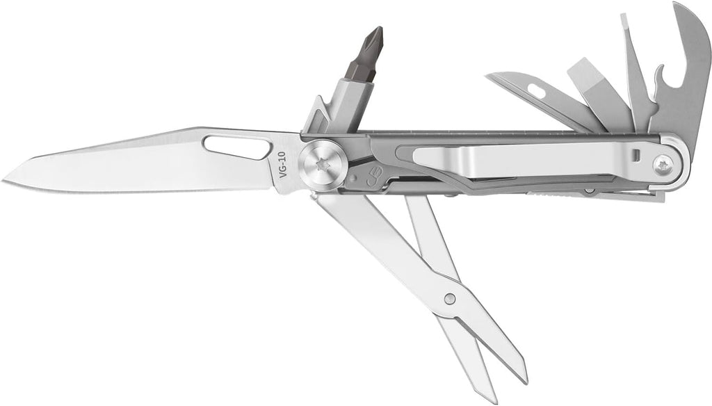 ROCKTOL Pocket Multitool ST02, VG-10 Blade, 12-in-1 Multi tool Knife,Titanium-Plated Handle,Pocket Clip,Large Scissors, Multi-tool for Camping, Hiking, Survival, EDC Gadget for Men