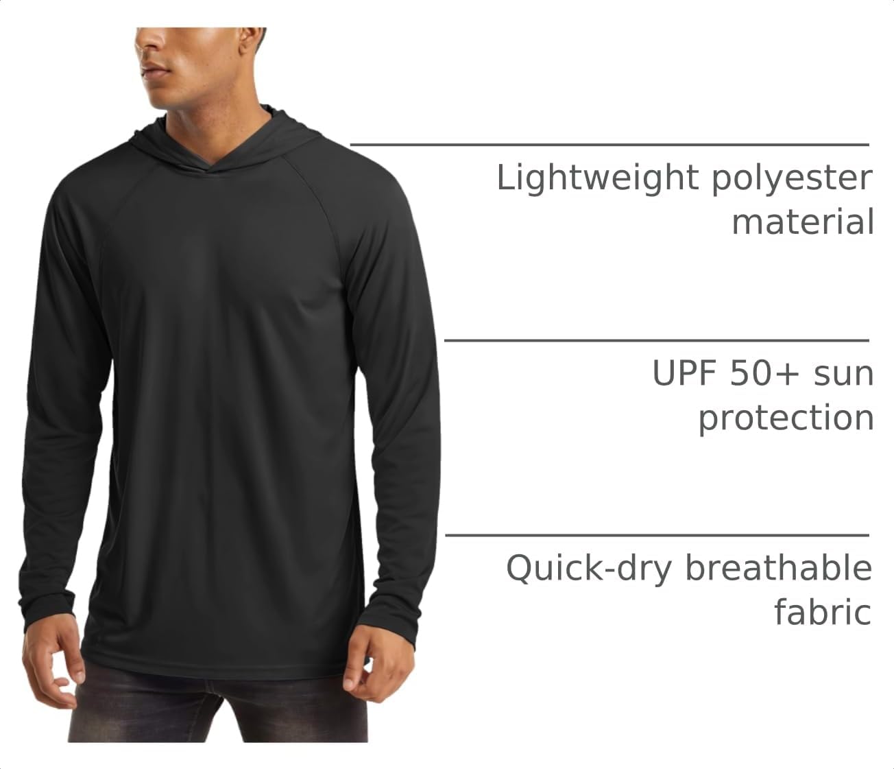 MAGCOMSEN Men's Hooded UPF 50+ Sun Protection T Shirts Long Sleeve Athletic Fishing Shirts Rash Guards