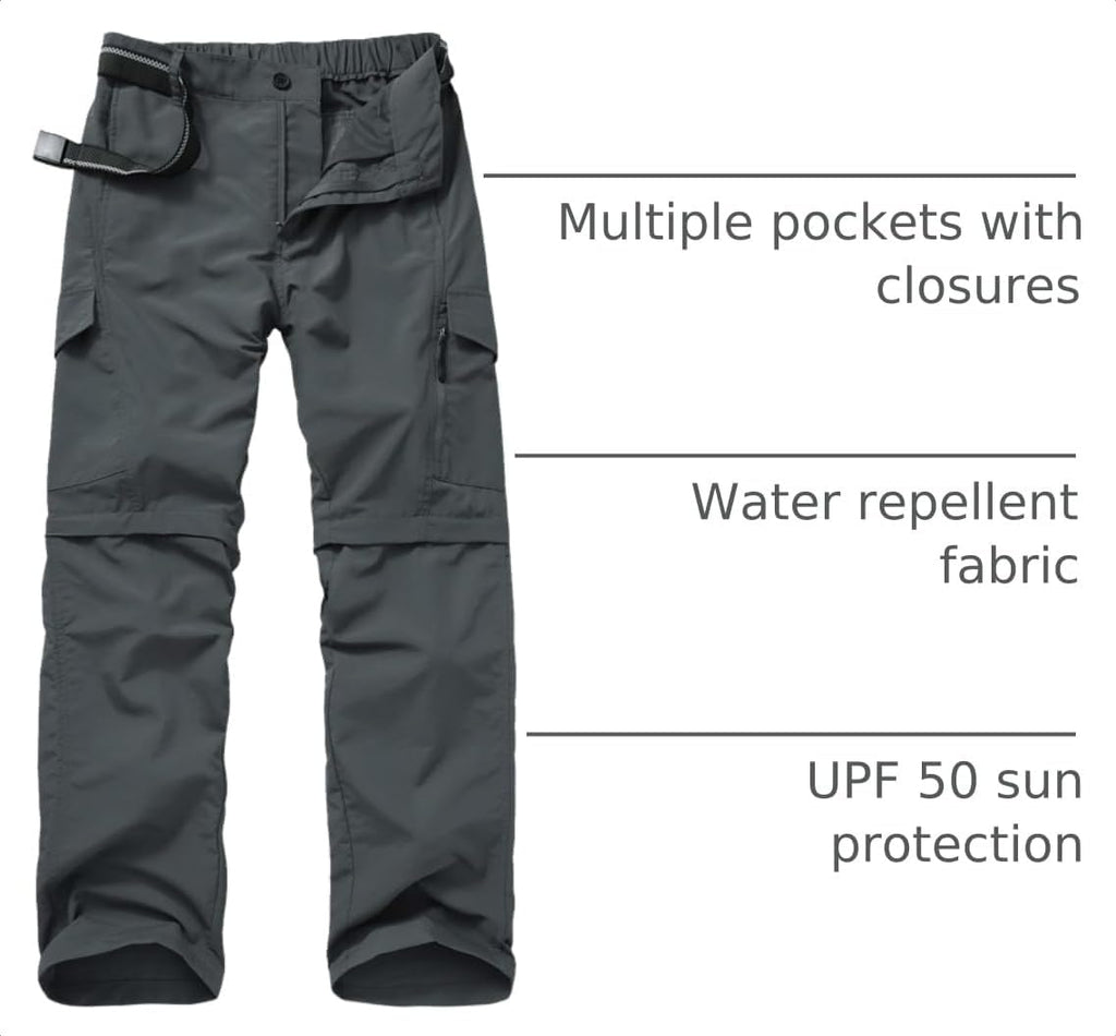 linlon Boy Scout Pants Hiking Mens Convertible Zip Off Safari Fishing