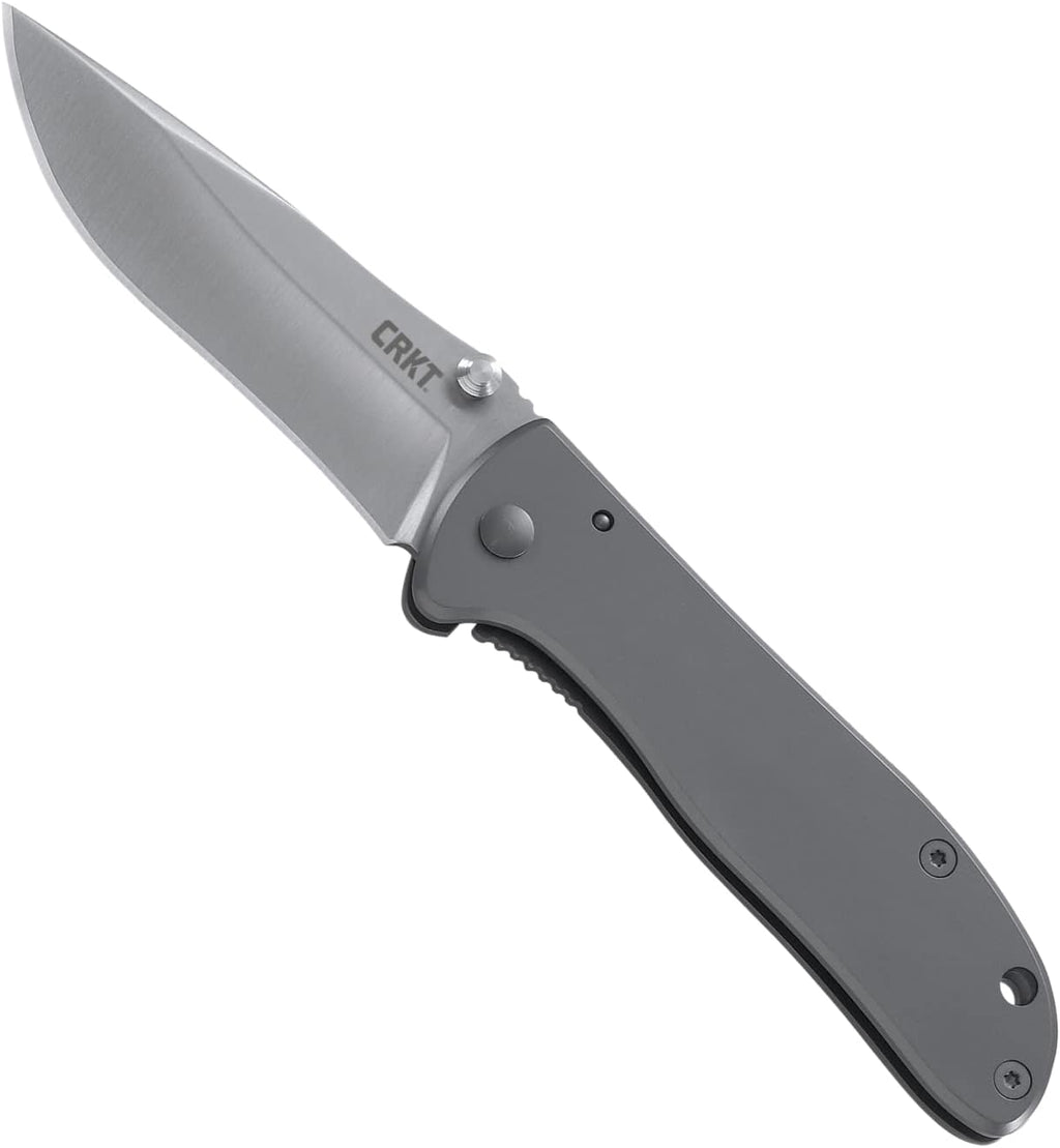CRKT Drifter EDC Folding Pocket Knife: Everyday Carry, Gray Ti Nitride Blade, Thumb Stud Opening, Stainless Steel Handle, Pocket Clip 6450S