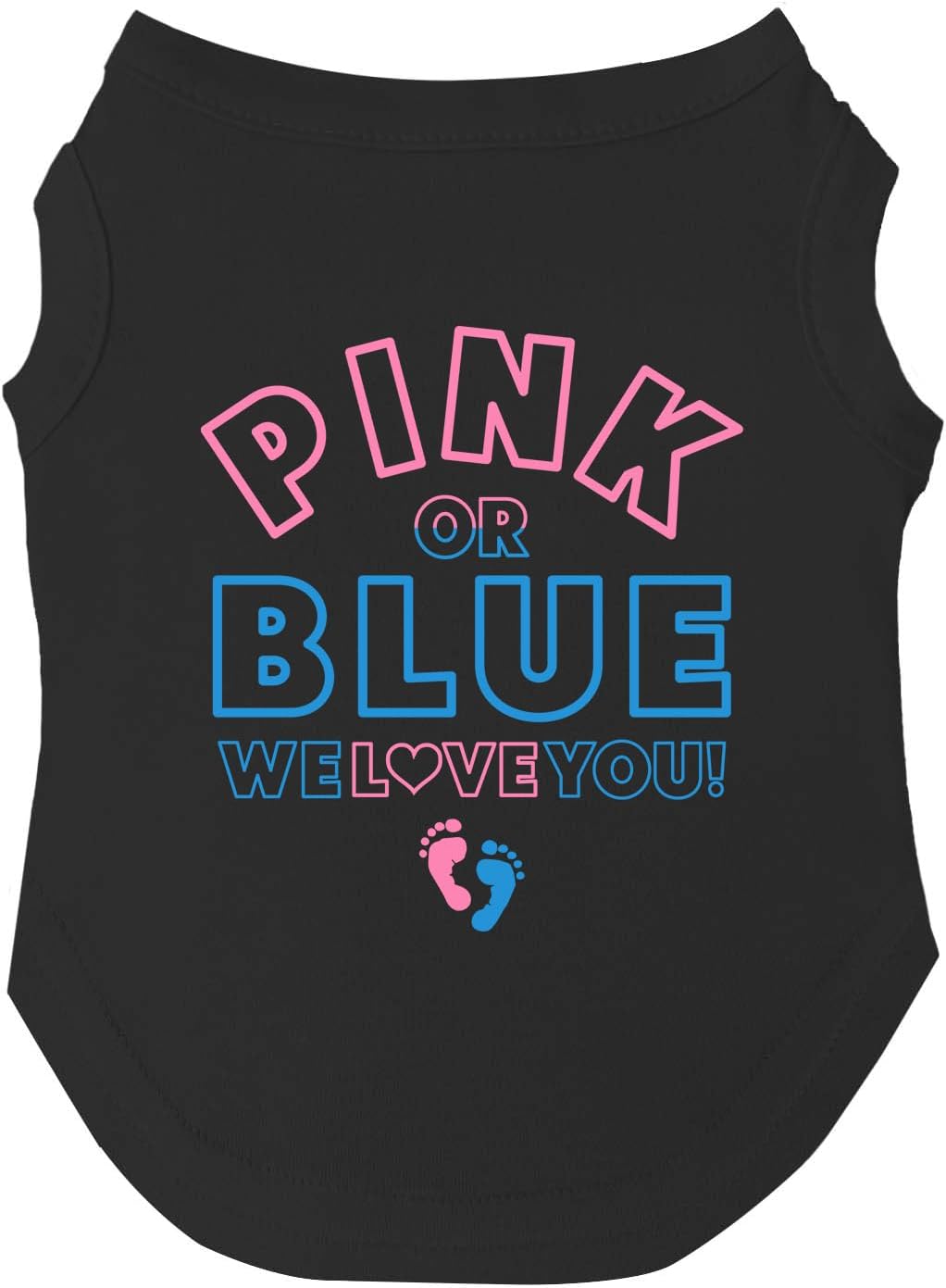 Pink Or Blue? We Love You Dog Tee Shirt | Sleeveless Breeds | Gender Reveal | Baby Announcement | Pregnancy Reveal | Boy or Girl |Black, Small 824