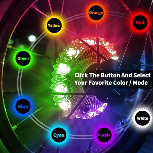 Bike Wheel Lights Rechargeable 2pack,Bike Lights for Wheels 7-Color Variable, Motion Sensor, Bike Spoke Lights Kids, Fit All Wheel Sizes of Bike,Toddler Balance Bicycle