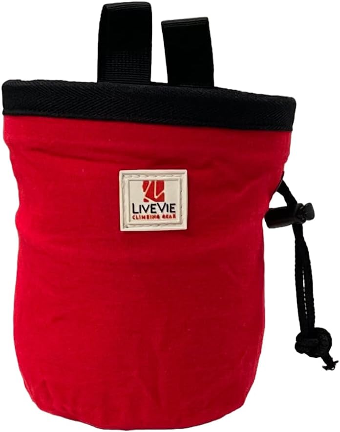 Ultralight Chalk Bag with Secure Cinch Closure and Durable Nylon Loop, Perfect for Rock Climbing, Bouldering, Crossfit, and Gymnastics, Red