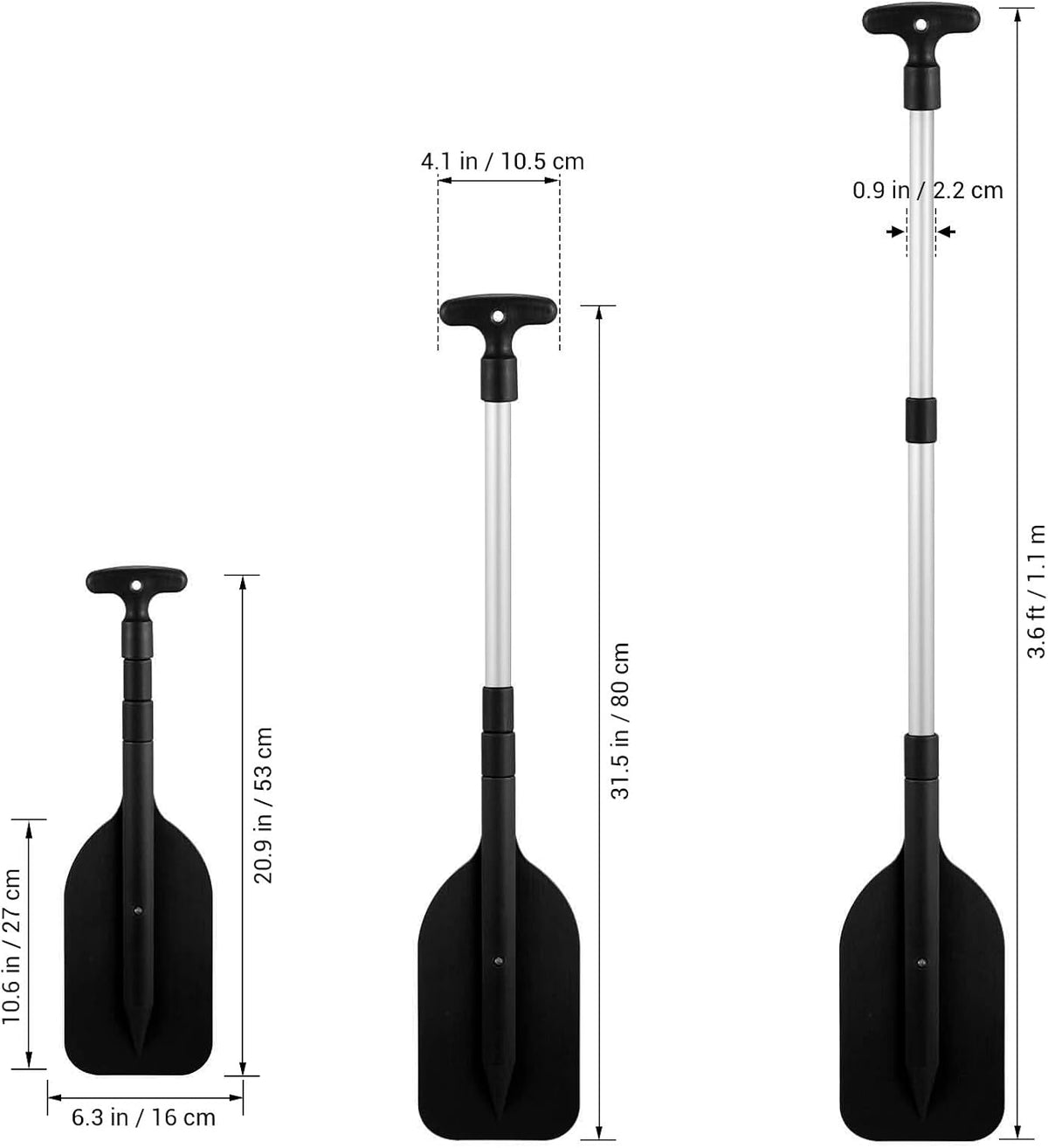 LIOOBO Telescopic Kayak Paddle - 2Pcs Plastic Aluminum Canoe Oar, Boating Accessories River Tubing Paddles