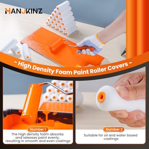 Foam Paint Roller, 4 Inch, 24 Pack, Mini Paint Roller Covers