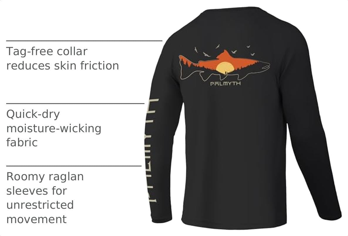 Palmyth Fishing Shirts for Men Long Sleeve UPF 50+ T Shirt Sun Protection