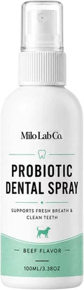 Milolabco Probiotic Spray for Dogs Teeth, Advanced Oral Care Spray with Probiotic Formula for Fresh Breath & Cleaner Teeth, Daily Dog Teeth Care Spray, No Brushing Needed