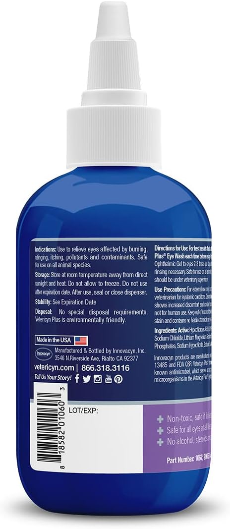 Vetericyn Plus Ophthalmic Eye Gel for Horses | Eye Ointment Alternative to Lubricate and Relieve Horse Eye Irritations, Safe for All Animals. 3 ounces