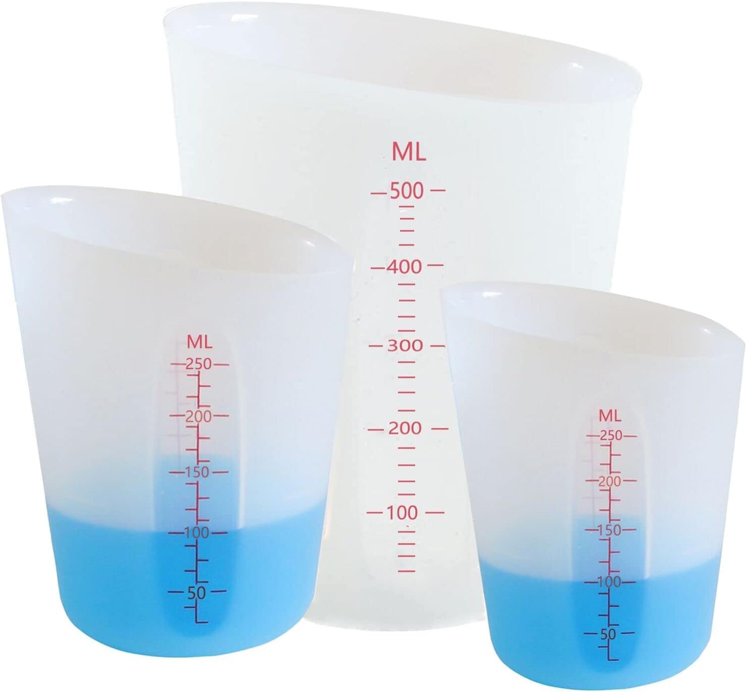 Silicone Measuring Cups, 1000ml & 100ml Large Flexible Mixing Cups, 5 Cups Pour Baking Cups for Epoxy Resin, DIY, Jewelry Making, Cooking