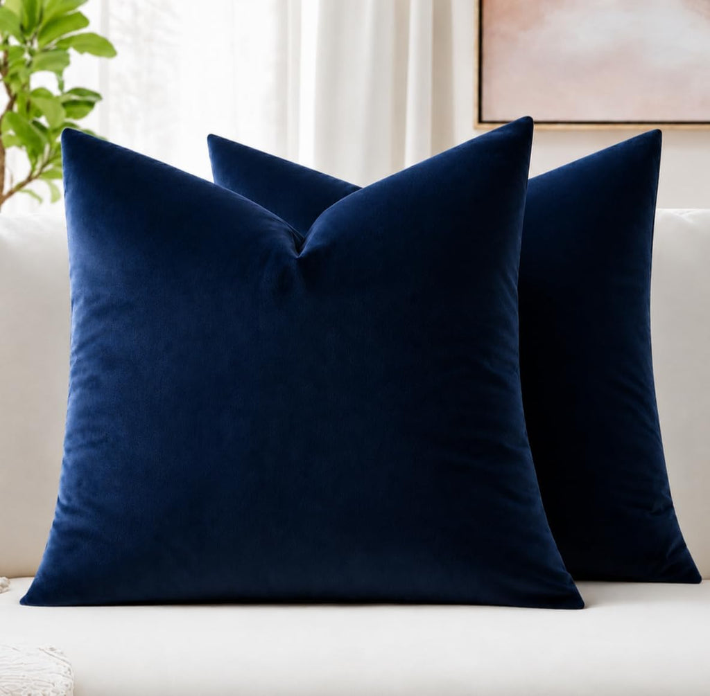 MIULEE Velvet Throw Pillow Covers 18x18 Inch Pack of 2 Dark Blue