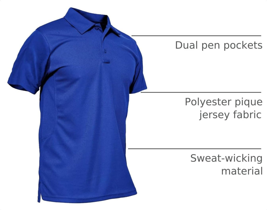 MAGCOMSEN Men's Polo Shirt Quick Dry Performance Short Sleeve Tactical Shirts Pique Jersey Golf Shirt