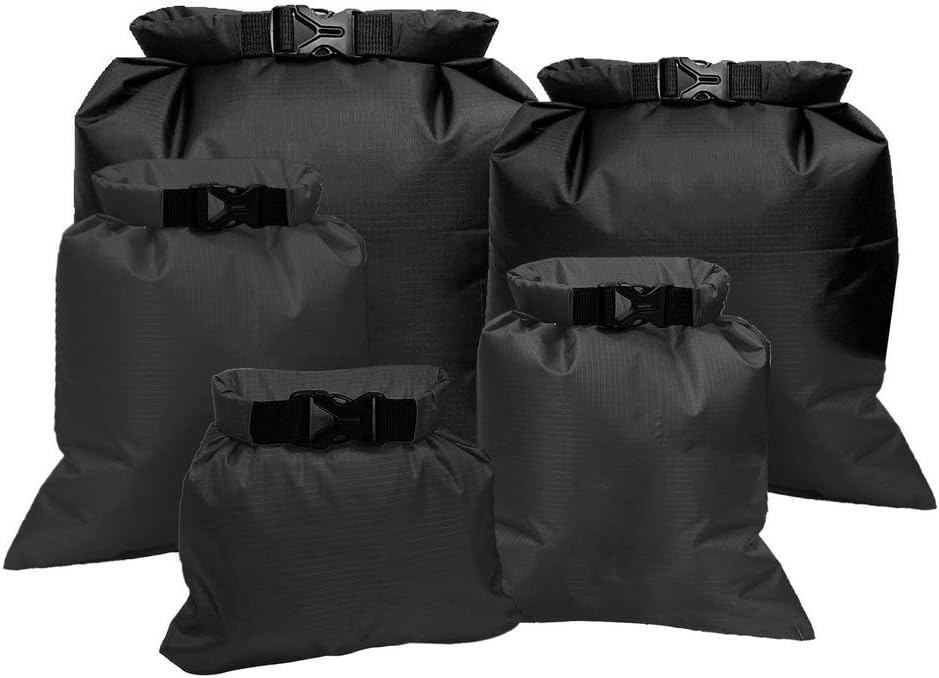 Pimoys 5 Pack Waterproof Dry Sacks, Lightweight Outdoor Dry Bags Ultimate Dry Bags for Kayaking Rafting Boating Camping (1.5L, 2.5L, 3.5L, 4.5L, 6L)