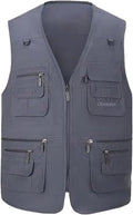 Hbufnha Men's Casual Safari Travel Vest 16 Pockets Outdoor Work Vest Sleeveless Jacket Fishing Hiking Photograph