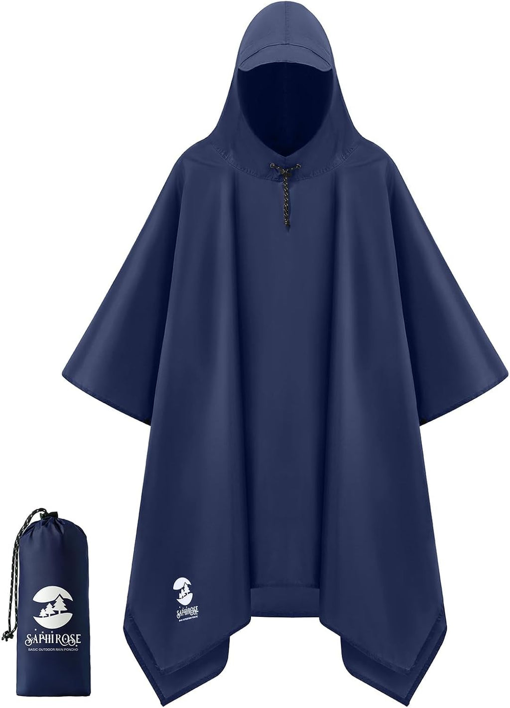 SaphiRose Hooded Rain Poncho Waterproof Raincoat Jacket for Men Women Adults