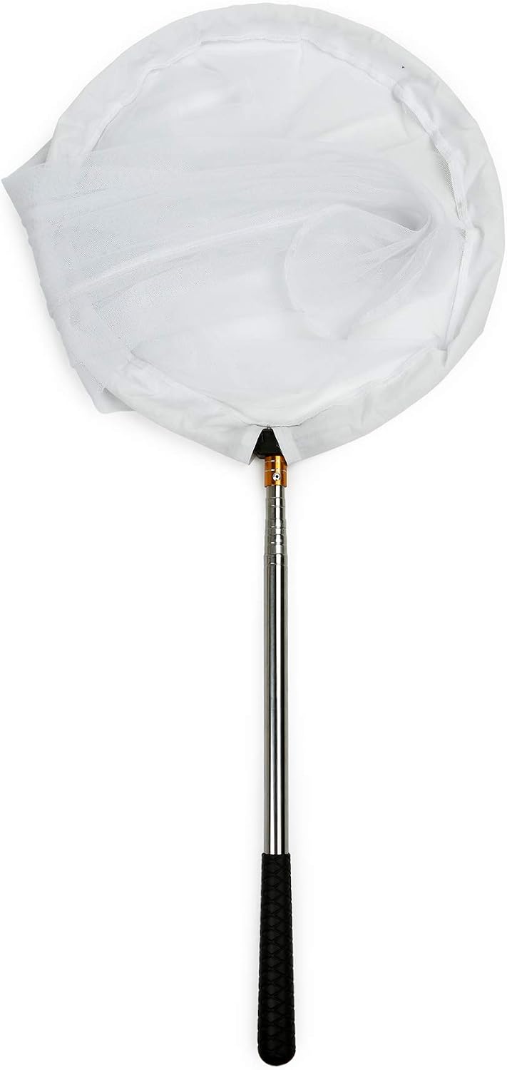 RESTCLOUD Insect and Butterfly Net with 12" Ring, 24" Net Depth, Handle Extends to 59 Inches