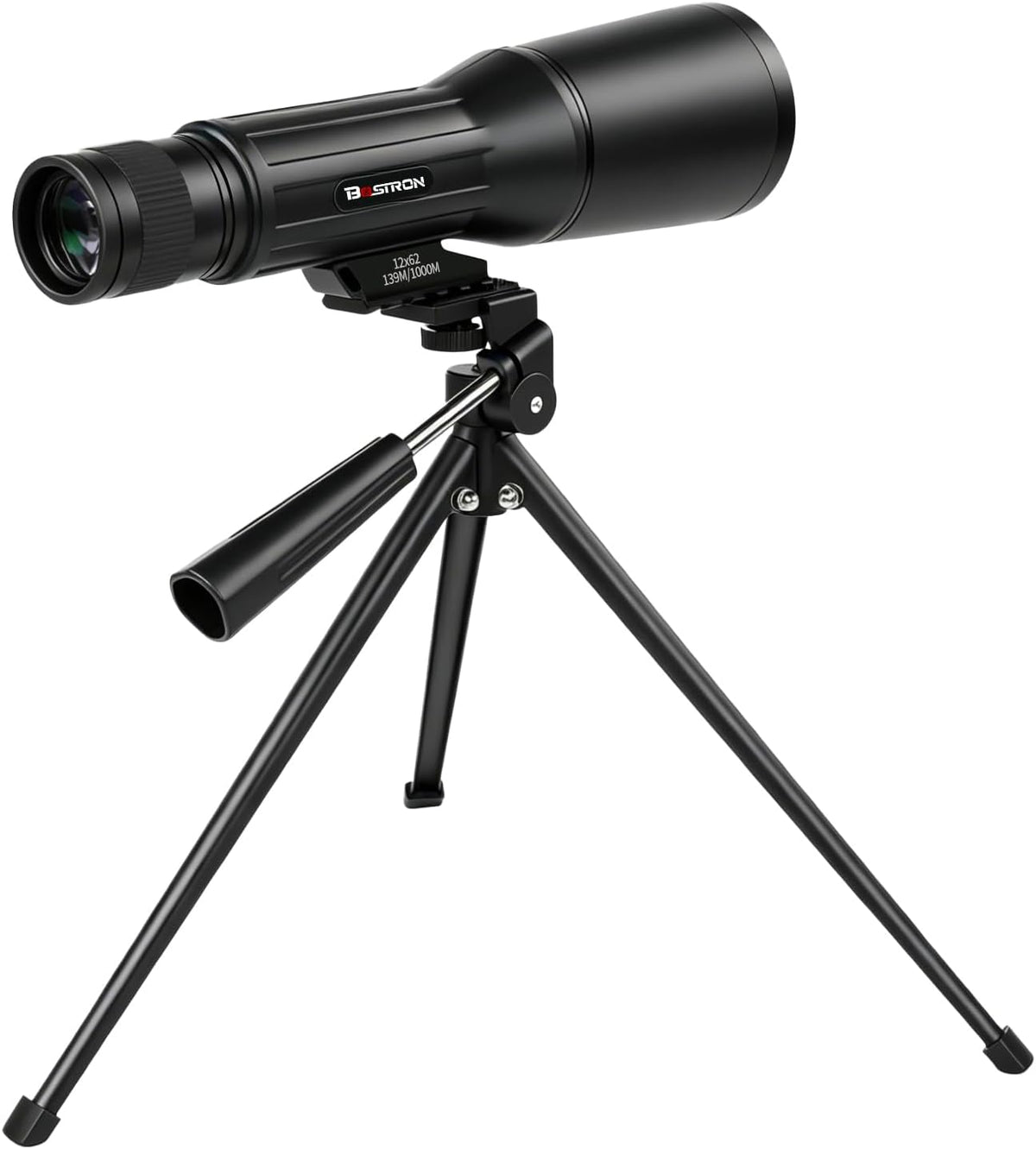 12X62 HD Monocular Telescope with Tripod for Adults Bird Watching, Black