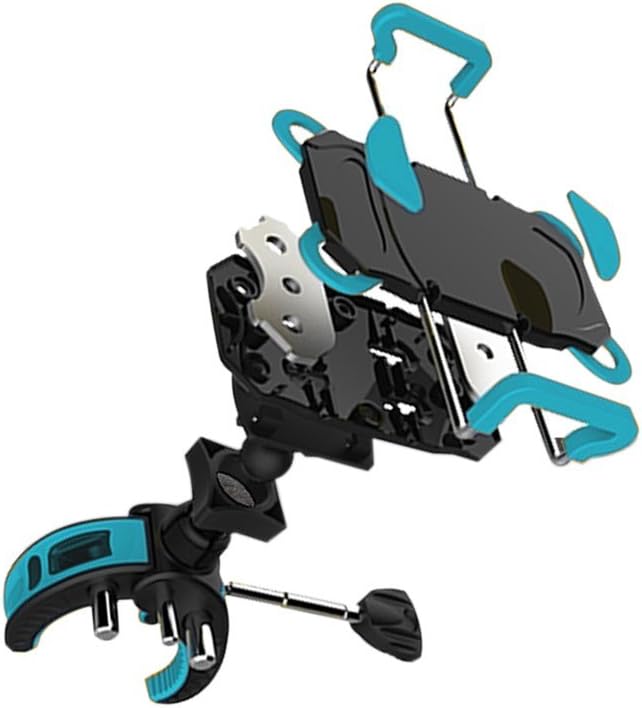Bike Mount, Bike Phone Mount Motorcycle Baby Carriage Bicycle Cell Phone Holder Cradle with Rubber Strap 360 Degree Rotate for iPhone X,8,7 6s Plus 5s 5SE,Galaxy (Blue)