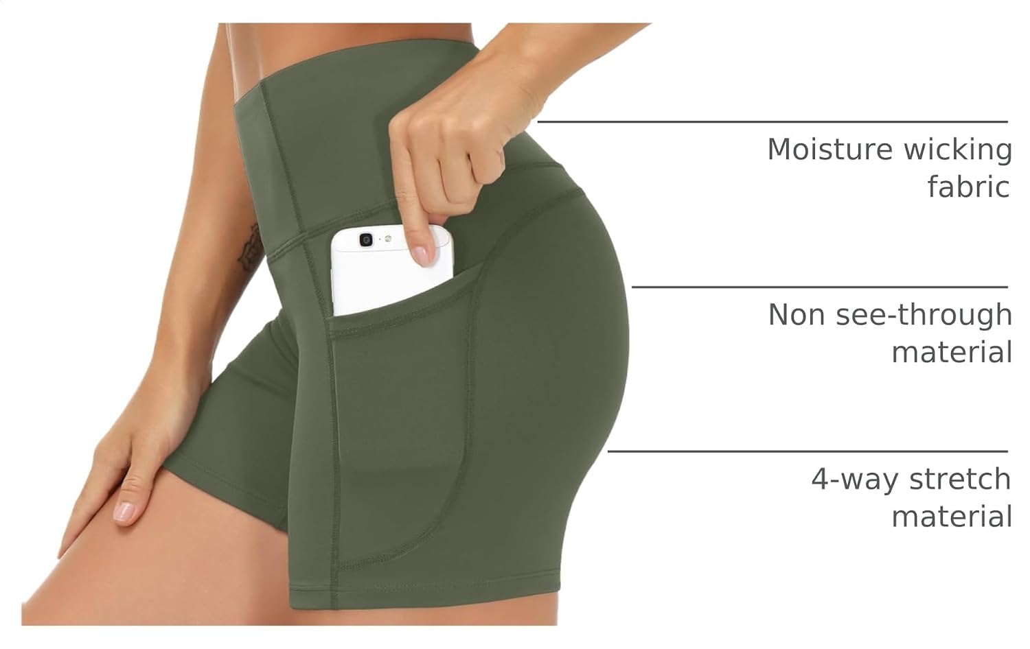 THE GYM PEOPLE High Waist Yoga Shorts for Women's Tummy Control Fitness Athletic Workout Running Shorts with Deep Pockets