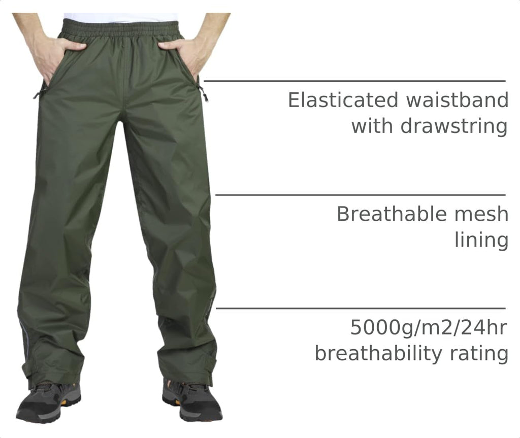 33,000ft Men's Rain Pants, Waterproof Rain Over Pants, Windproof Pants