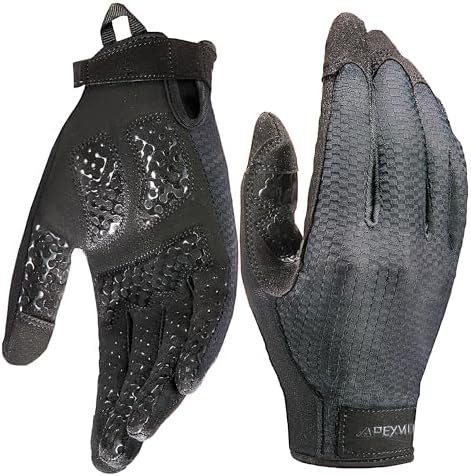 COOLJOB Padded Gym Workout Gloves for Men with Grip, Slim-fit, S-XL Black