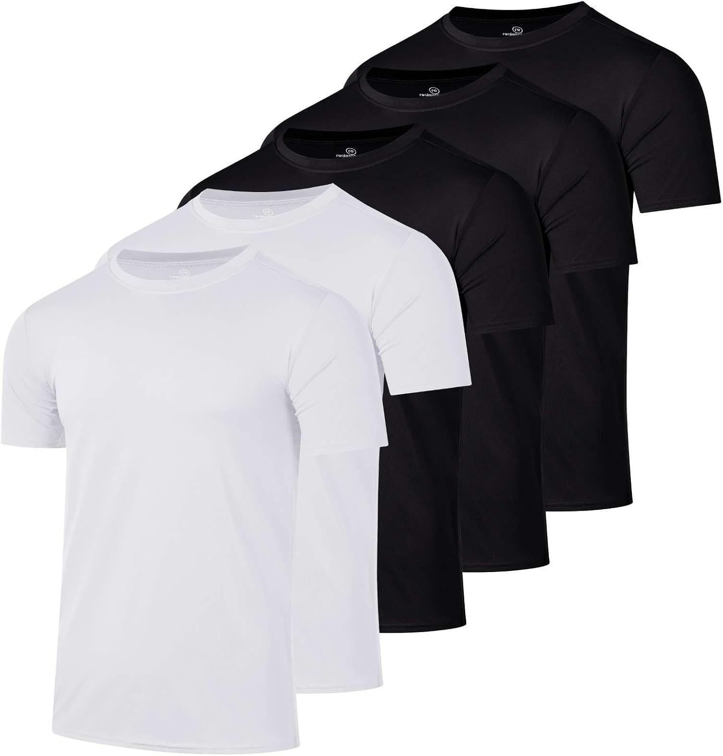 5 Pack Men's Dry Fit Workout T Shirts Crew Neck Athletic Gym Running Tees