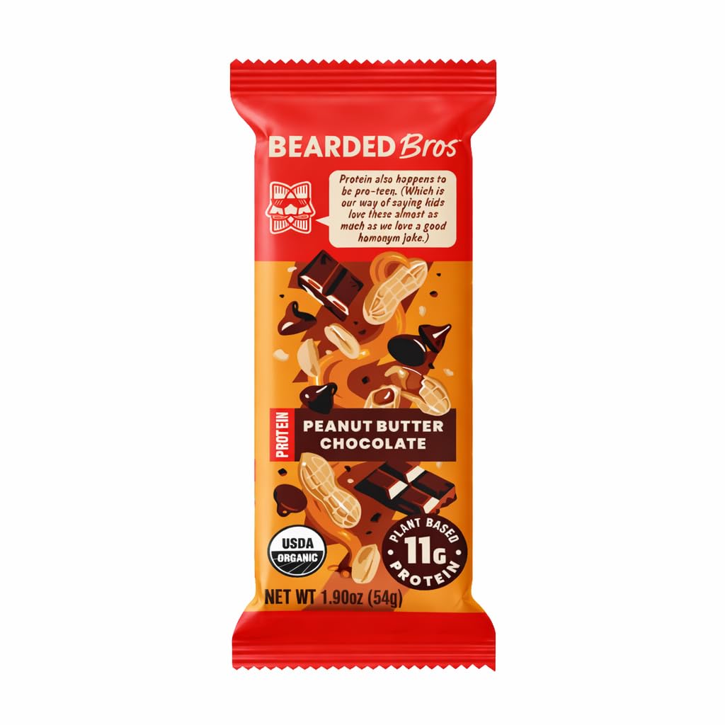 Bearded Brothers Organic Vegan Protein Bars - Gluten & Soy Free, Paleo, Whole 30 | Non GMO, Low Glycemic, High Protein, Fiber (10 Pack, Dark Chocolate)