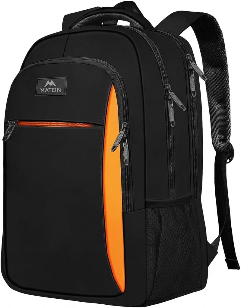 MATEIN OrangeTravel Backpack, Slim Sturdy 15.6 Inch Laptop Bag for College