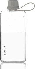 Portable Flat Water Bottle, 13.5 oz, Gray