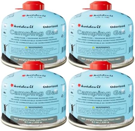 Isobutane Fuel Canister 230 Gram Camping Stove Fuel Butane Propane Blend Isobutane Fuel Canister Camping Fuel Gas Canister Suitable for ALL Seasons Efficient and High Output 8.1oz(4 packs)