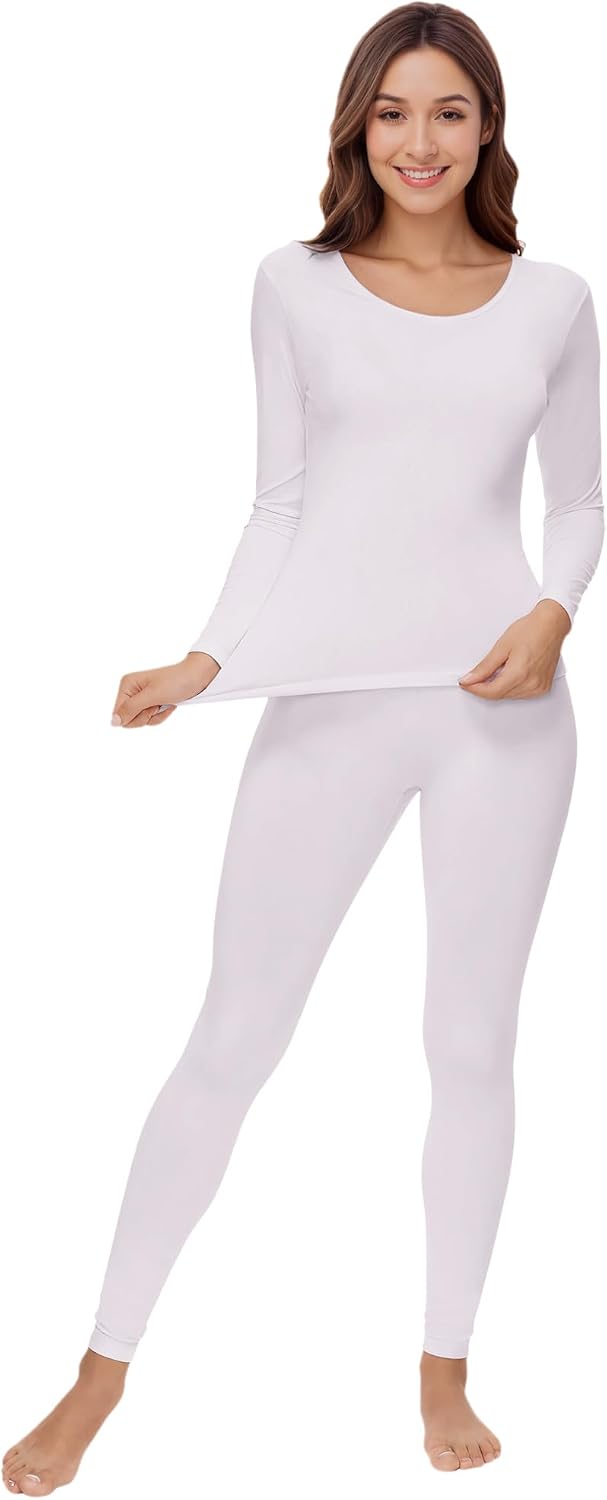 WiWi Soft Underwear for Women Thermal Long Johns Sets Super Warm Base Layer Top Pants Pajamas Set Viscose from Bamboo S-3X